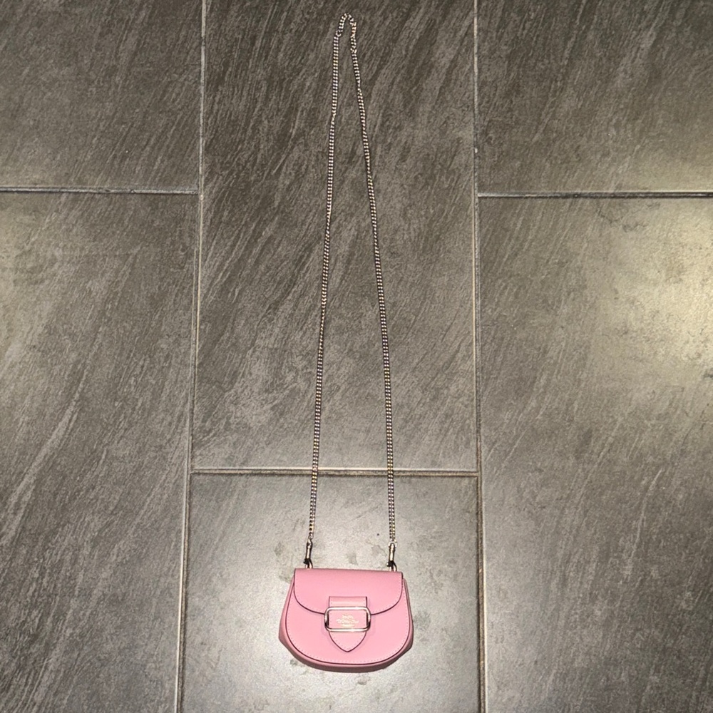 Coach Pink Leather Morgan Card Case on a Chain - Picture 4 of 16